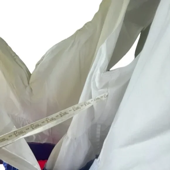 Lilly Pulitzer Emie Fit and Flare Babydoll Top Empire Waist Ruffle Neckline SZ 8 - Picture 9 of 13